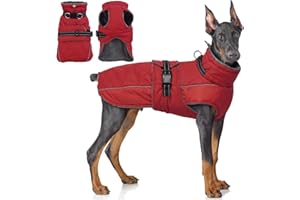 QBLEEV Warm Dog Jacket - Reflective, Adjustable Winter Coat with Turtleneck for Cold Weather, Waterproof Fleece Snowsuit for Small, Medium, Large Dogs