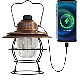 Fieldspark LED Camping Lantern Rechargeable Dimmable, Portable Vintage Outdoor Lantern 2700-6500K Waterproof, Hanging Retro Lamp Indoor Outdoor for Garden, Hiking, Emergency, Copper