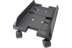 SNOWTING CPU Stand Cart Holder Plastic Desktop Computer Tower Stand Cart with Locking Caster Wheels, Adjustable Mobile PC Holder with 4 Caster Wheels Under Desk, Black