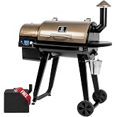 Z GRILLS ZPG-450A2 Wood Pellet Grill &amp; Smoker, PID V3.0 Controller, 459 Sq in Cook Area, Foldable Shelf&amp;Side Shelf, Meat Probe, Rain Cover, 8 in 1 BBQ Grill Outdoor Auto Temperature Control, Bronze