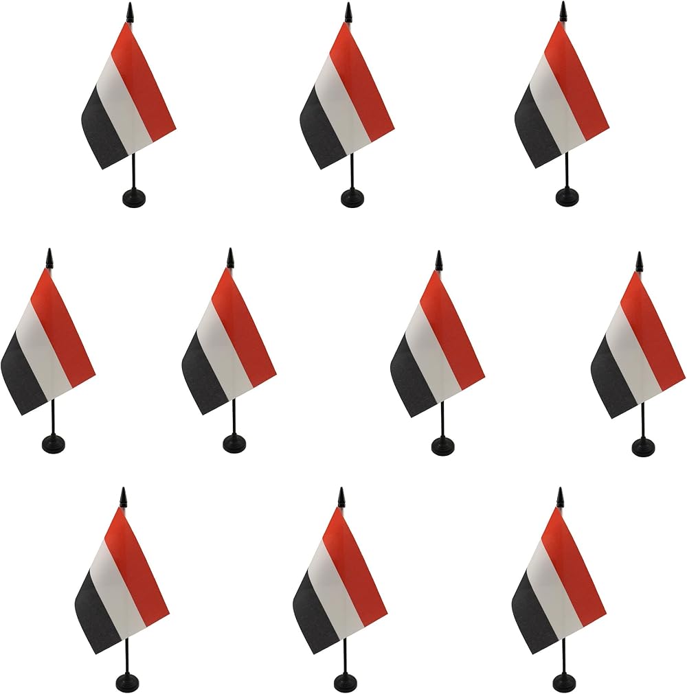 AZ FLAG Set of 10 Yemen Table Flags 4x6 in Polyester with 10in Pole