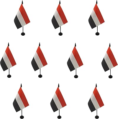 AZ FLAG Set of 10 Yemen Table Flags 4x6 in Polyester with 10in Pole
