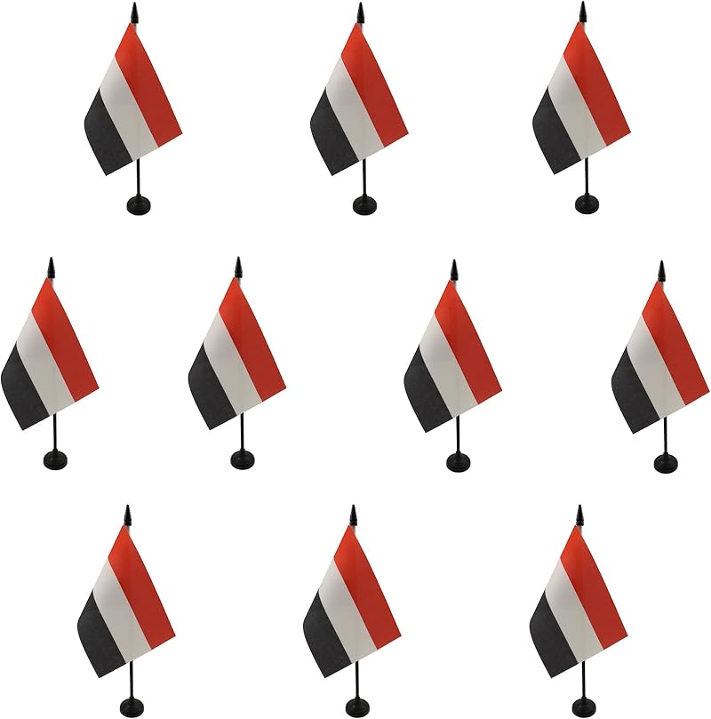 AZ FLAG Set of 10 Yemen Table Flags 4x6 in Polyester with 10in Pole