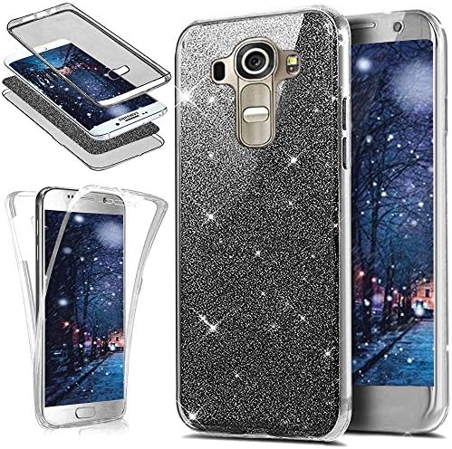Case for LG G4,LG G4 Silicone Case.KunyFond Phone Case Front and Back All Around Double Protective,Bling Shiny Glitter Crystal Silicone Case Full Body 360 Degrees Protection Transparent TPU Mobile Case Shock Absorbing Complete Case Crystal Kirstall Case Soft Flexible Silicone Case Mobile Belt Case Pouch Cover Case TPU Bumper Shell for LG G4-Black