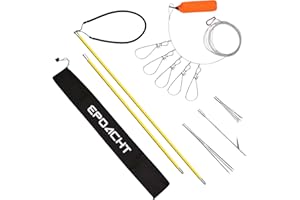 Epoacht 6 ft Pole Spear for Spearfishing – Hawaiian Sling Harpoon Kit with Fiberglass Shaft, Single Tip, 3-Prong, 5-Prong Heads & Fish Stringer – Complete Travel-Friendly Harspoon Set