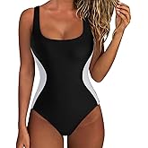 SUUKSESS One Piece Swimsuit for Women Slimming Tummy Control Square Neck Bathing Suit