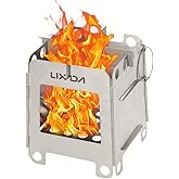 Lixada Lightweight Folding Pocket Wood Burning Stove Portable Stainless Steel Tiny Camping Stove & Backpacking Stove for Outd