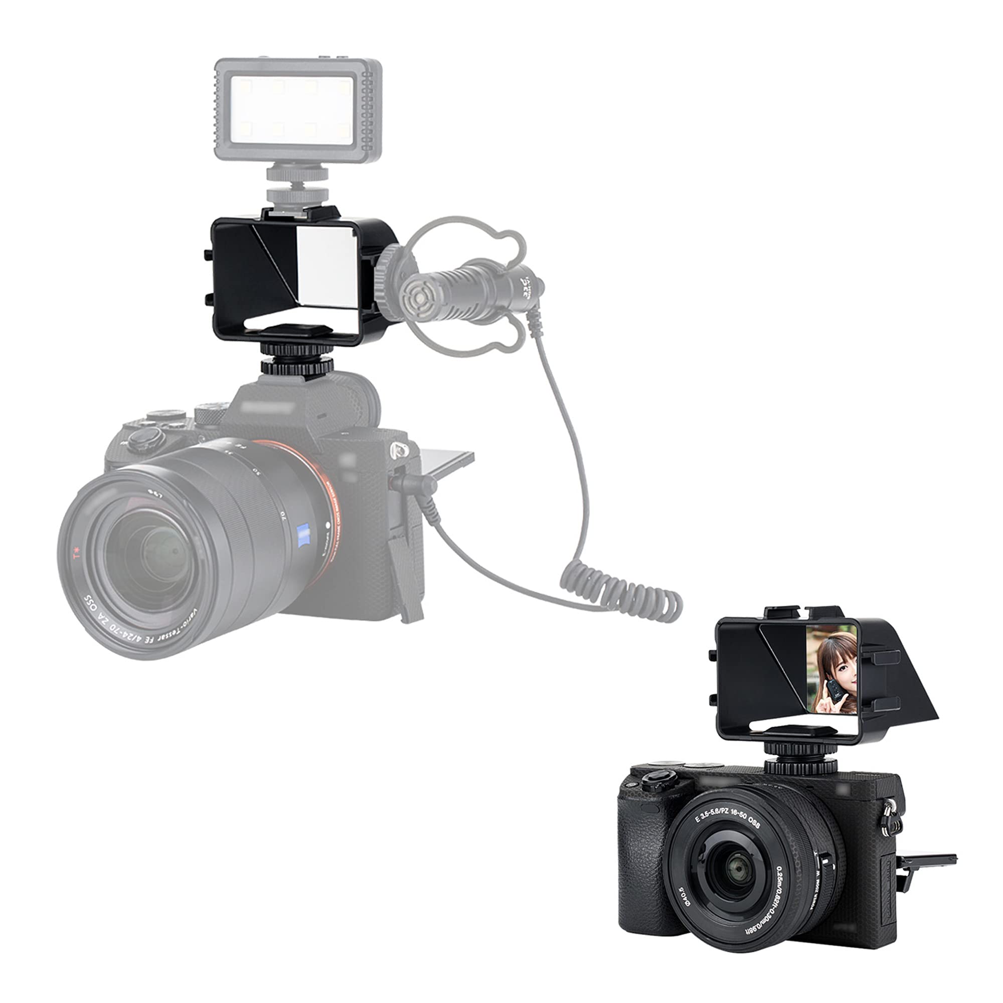 JJC Camera Selfie Flip Screen with 3 Cold Shoe Mounts for Mic Light, Vlog Monitor Tool Accessories for Sony A7R4 A7III A6500 A6300 A6000 Nikon Z7II Z6II Fuj X-E4 XT30 XT20 XT3 X100V GX85 etc. Camera