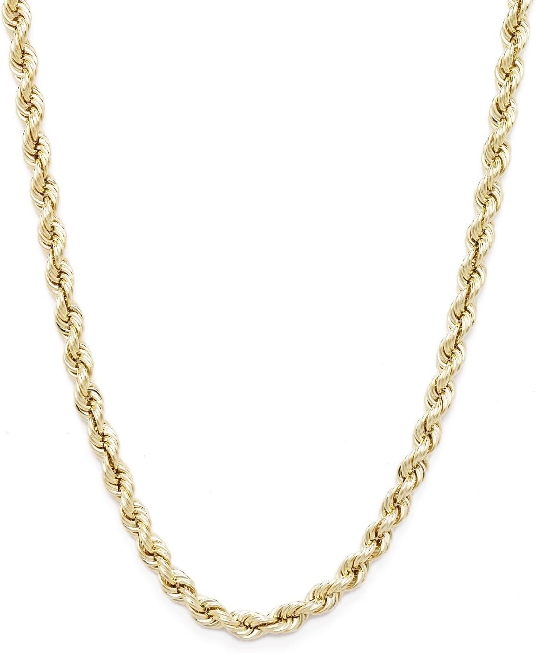 Floreo10k Yellow Gold 2mm Hollow Rope Chain Necklace