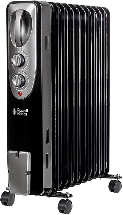 Russell Hobbs 2500W Oil Filled Radiator 11 Fin Black with Thermostat 3 Heat