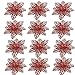 BANBERRY DESIGNS Red Poinsettia Clip-On Ornaments - Christmas Holiday Decorations - Pack of 12 Glitter Poinsettia Flowers with Metal Clips - Each Flower is 5