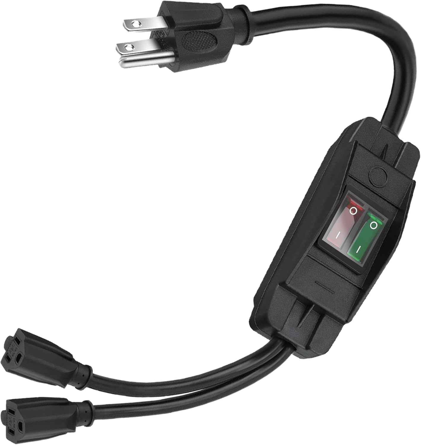 Photo 1 of 2 Way Extension Cord with On/Off LED Switch, Fiabtool 3 Prong Extension Cord Splitter, Heavy Duty Plug Splitter, SJTW 18AWG 10A/125V, Indoor Use (3.28 Ft, Black)