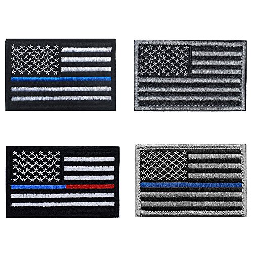 Buy Trasfit 4 Pack USA Patch Law Thin Blue Line Embroidered Velcro