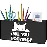 Exqcom Funny Cat Toothbrush Holders for Bathroom Washroom, Cat Bathroom Decor, Gifts for Cats Lovers Mom, Are You Pooping Humorous Makeup Brush Holder Organizer for Vanity