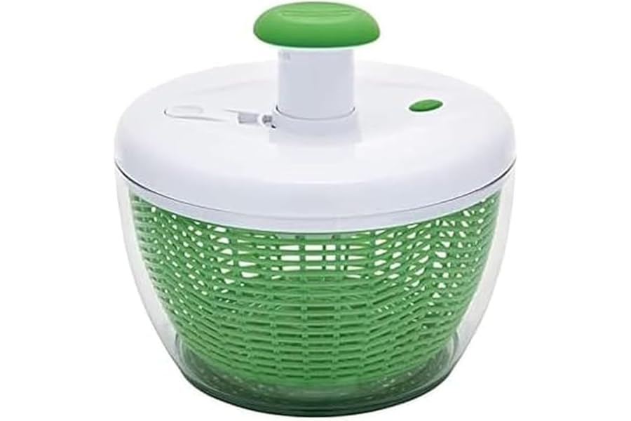 Farberware Easy to use pro Pump Spinner with Bowl, Colander and Built in draining System for Fresh, Crisp, Clean Salad and Produce, 6.6 quart, Green