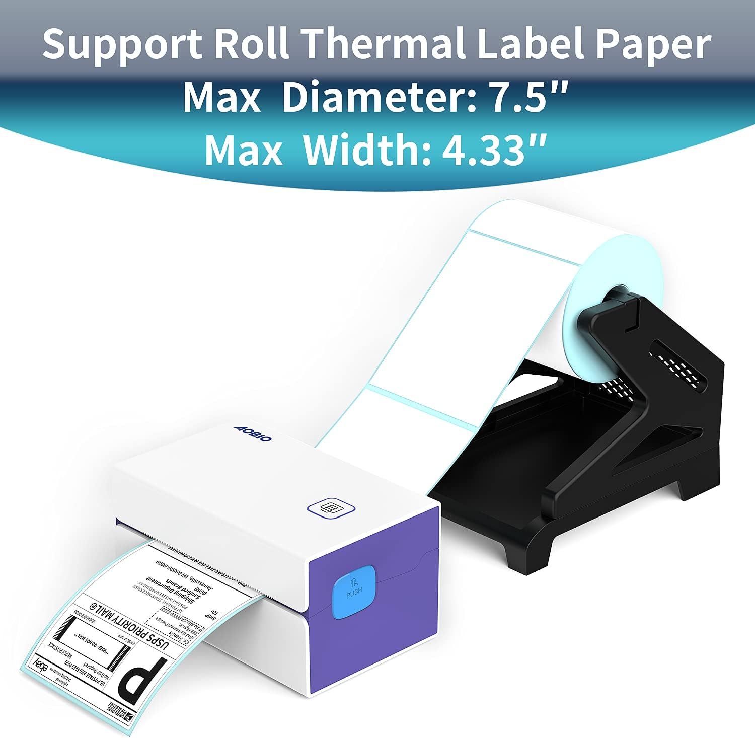 Aobio Label Holder, Compatible with Rolls and Fan-Fold Labels, Thermal Label Paper Holder, Desktop Label Printer Accessory : Office Products