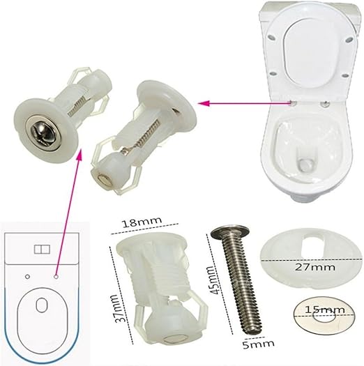 2pcs Toilet Lid Screws Seat Expanding Nylon Well Nuts Top Fixing by