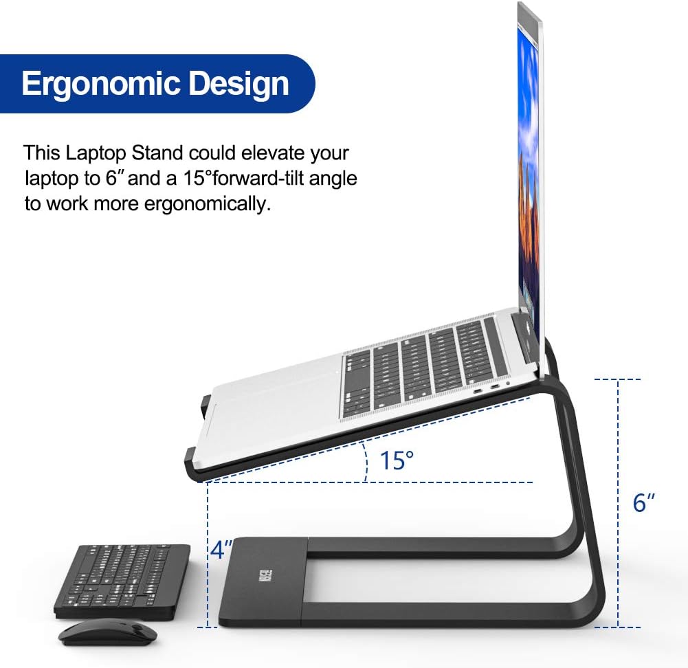 Besign LS03 Aluminum Laptop Stand, Ergonomic Detachable Computer Stand, Riser Holder Notebook Stand Compatible with Air, Pro, Dell, HP, Lenovo More 10-15.6" Laptops, Black: Office Products