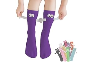 ARTSIM Magnetic Hand Holding Socks for Couple Friends Kids 3D Doll Mid-Tube Cute Hand in Hand Socks Novelty Xmas Socks