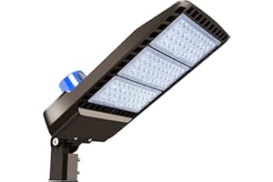 Juyace 300W LED Parking Lot Light Slip Fitter Mount Dusk to Dawn Outdoor Lighting Exterior Flood Commercial Outside IP65 Waterproof 100-277V Security Area Shoebox Street