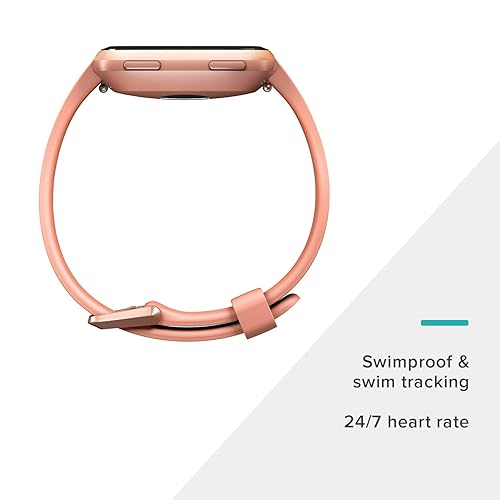 Fitbit Versa Smart Watch, Peach/Rose Gold Aluminium, One Size (S