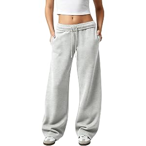 Women Wide Leg Sweatpants Y2K Interior Drawstring Baggy Barrel Sweatpants | Low Rise, Casual, Lightweight, Cotton,, Grey Swea