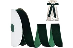 TONIFUL Christmas Green Velvet Ribbon 1 Inch x 10yds, Vintage Velvet Ribbons, for Christmas Wreath Decoration Handmade Craft Ornaments Gift Wrapping & Bow Making, Valentine's Day Bouquet Packaging