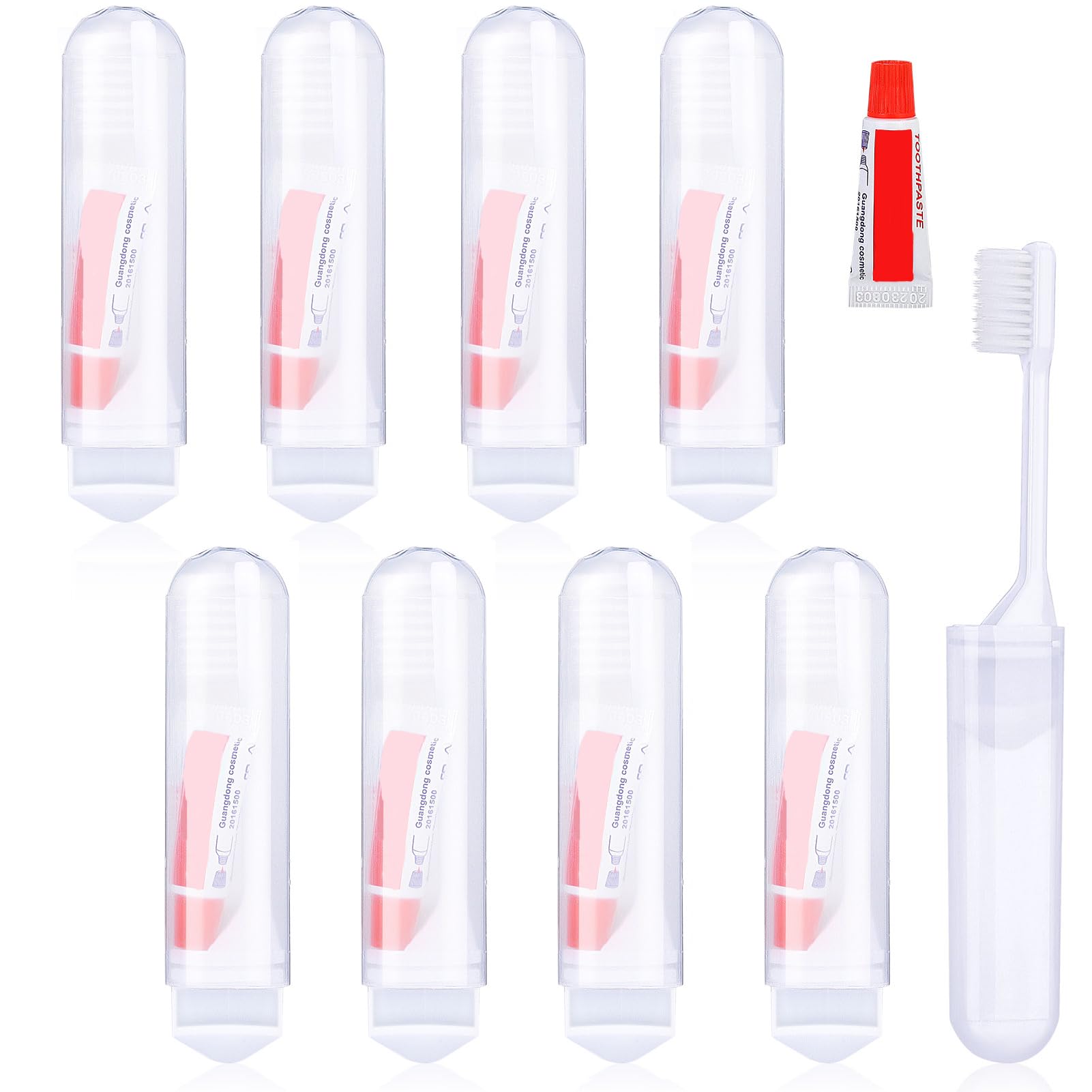 8Pcs Travel Toothbrush Set,Portable Foldable Toothbrush with Mini Toothpaste,Camping Toothbrushes for Travel Business Trip Camping Outdoor Activities