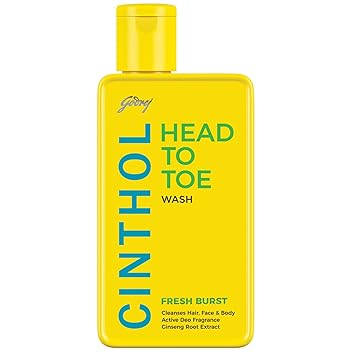 Cinthol Head to Toe, 3-in-1 Wash (Shampoo, Face and Body) - FRESH BURST, 190ml