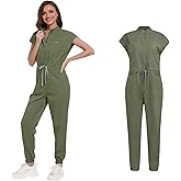 ALIALAVESTA Scrubs Set for Women,Soft Stretch Jumpsuit & Jogger with Multi Pocket for Nurse Esthetician Workwear