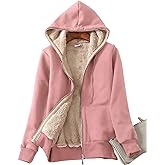 Yeokou Women's Casual Full Zip Up Sherpa Lined Hoodie Sweatshirt Jacket Coat