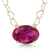 Gem Stone King 14K Yellow Gold Customized and Personalized Oval 11X9MM Gemstone Birthstone Pendant Necklace For Women With 18 Inch 14K Gold Heart Chain
