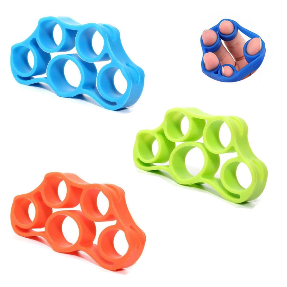 HRLORK 3 Pack Hand Grip Strengthener Silicone Finger Exerciser Grip Strength Trainer for Wrist Strength Training Stress Relief Muscle Training Exercise Fitness