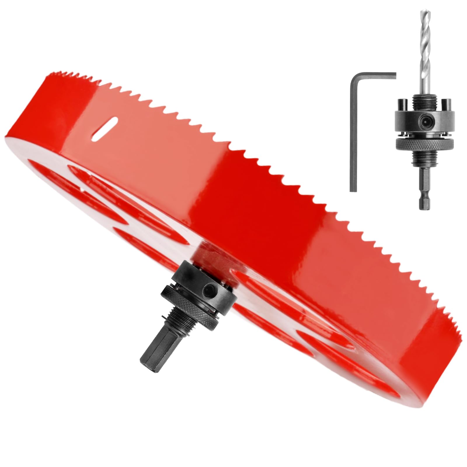 GUOQEE 245mm Hole Saw with Quick Change Arbor, Hole Drilling Cutter HSS BI-Metal for Wood, Plywood, PVC, Drywall and Metal Sheet