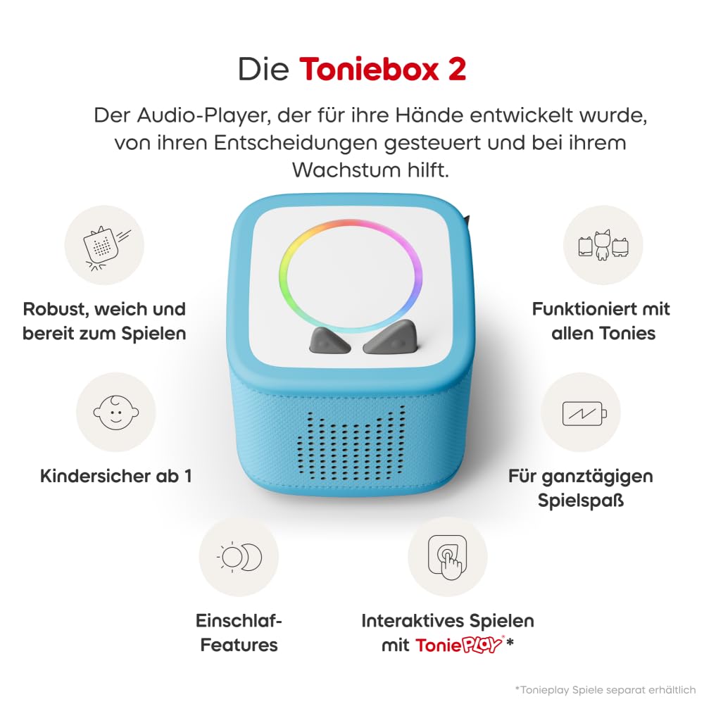 tonies Toniebox 2 Bundle Incl. 6 Tonies: Disney Cap&Capper,König der Löwen,Ratatouli,Dschungelbuch,Nemo,Aristocats,Himmelblau, Audioplayer für Hörbücher, Lieder, Einschlafen und Tonieplay für Kinder 5