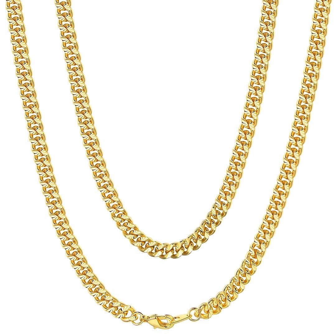 ChainsHouse Cadena de eslabones cubanos de cobre para hombres y mujeres, chapado en metal dorado, collar cubano de Miami, joyería que no se deslustra, regalo