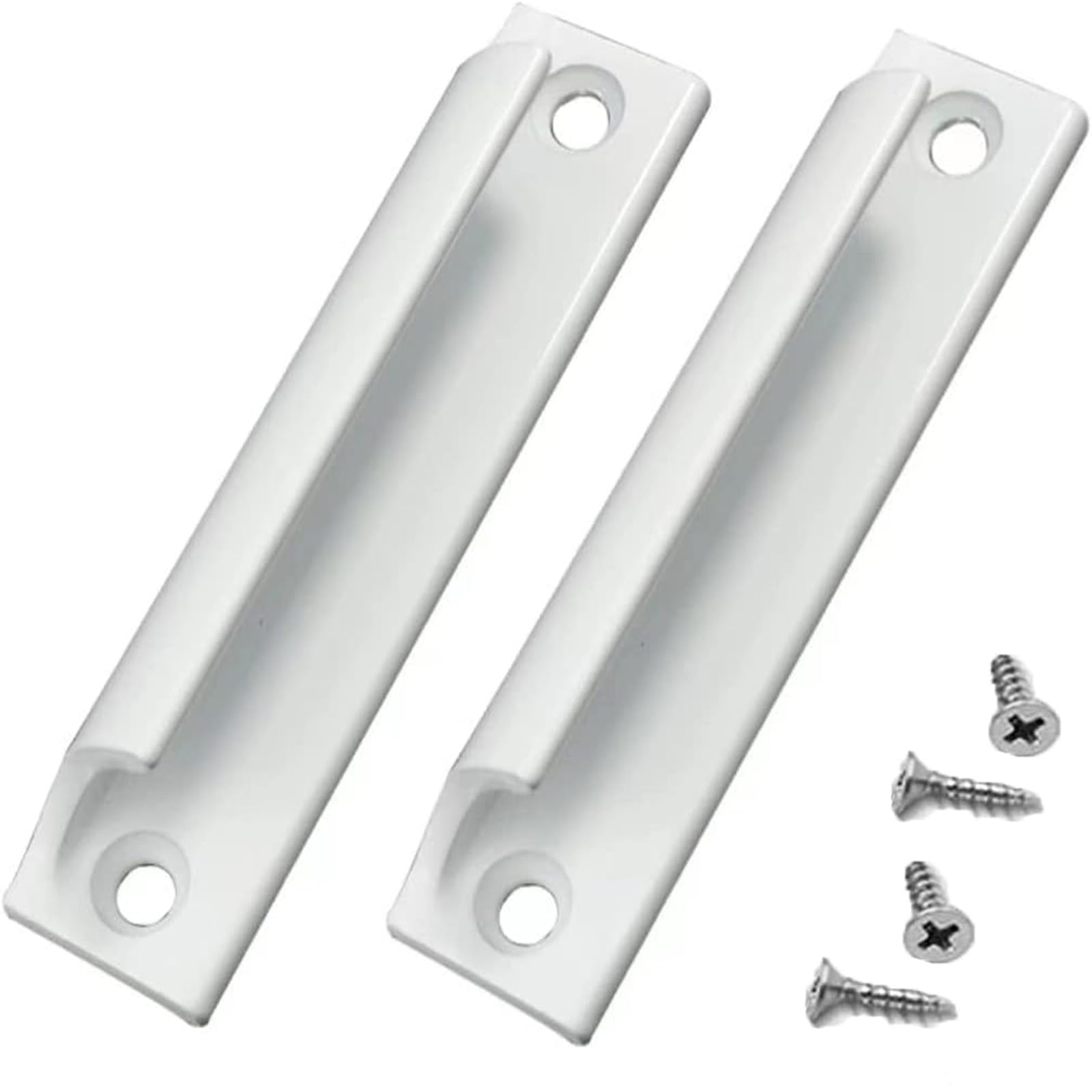 Cimown 2 Pcs Aluminum Alloy Sliding Door Handles, White Curved Door Handles, for Windows, Furniture Hardware with Screws — image 1
