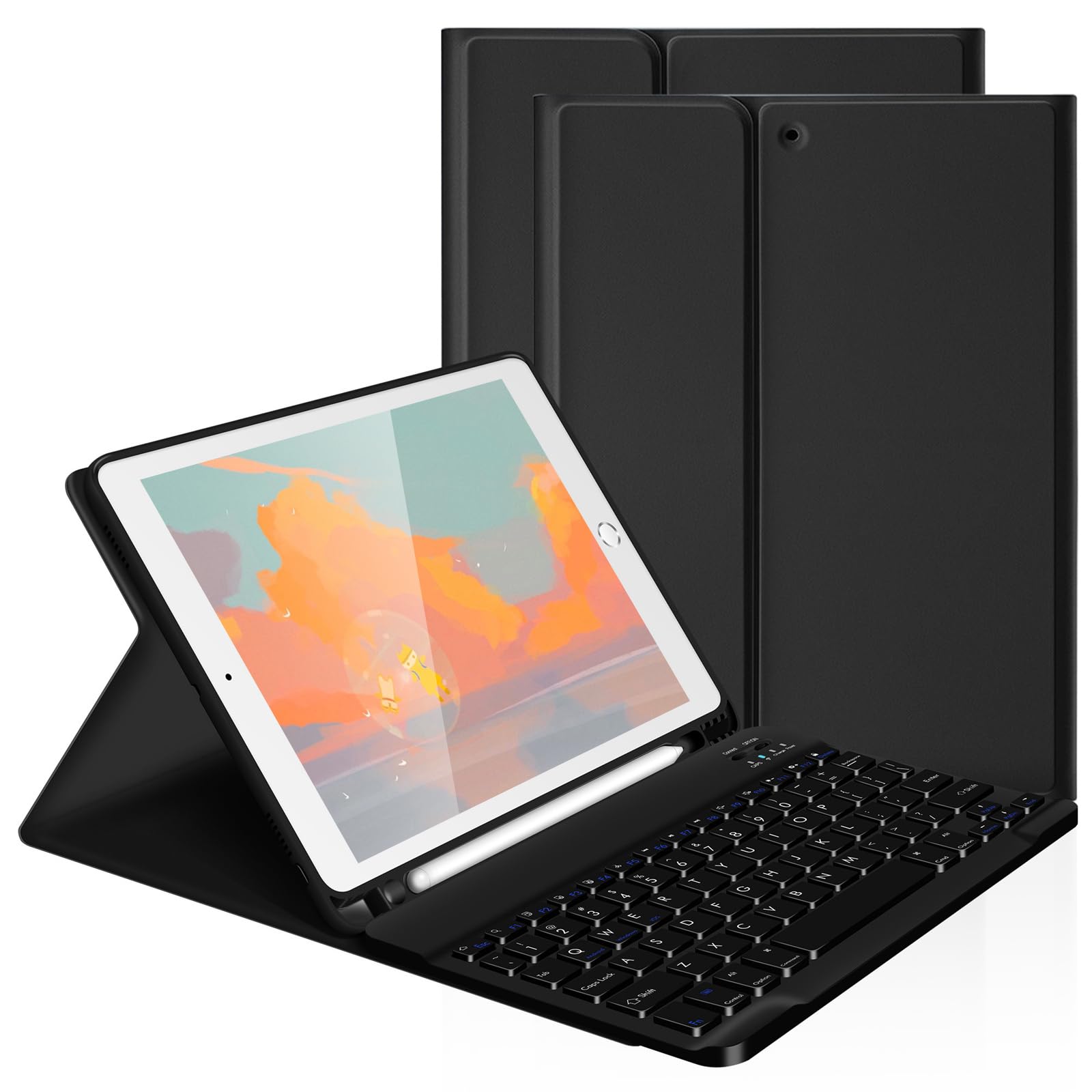 LAMA 9.7 Inch iPad Keyboard Case, Wireless Keyboard Case for 9.7" iPad Pro (2018 iPad 6th Generation,2017 iPad 5th Generation,2016 iPad Pro,iPad Air 2/1) Detachable Keyboard Case&Pencil Holder,Black