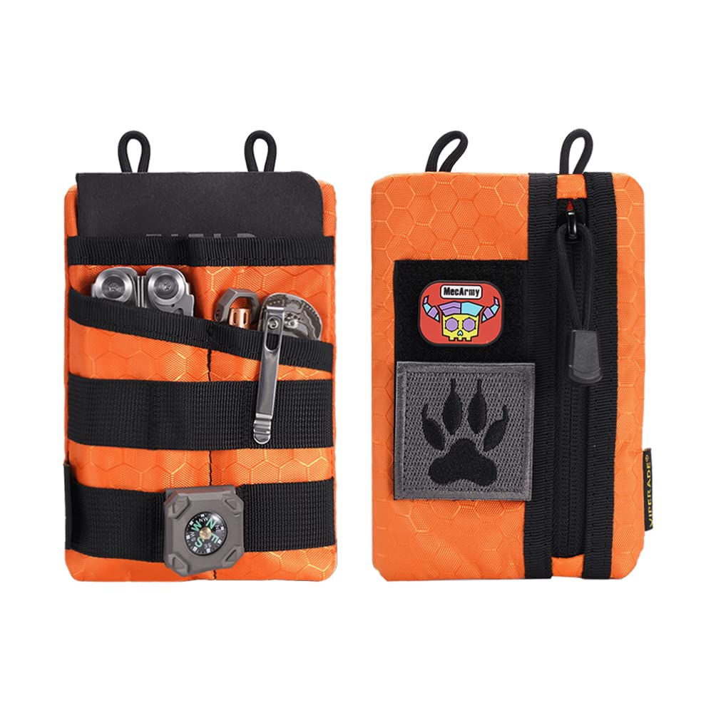 VIPERADE VE3-P Pocket Organizer Pouch, Small EDC Pocket Pouch with DIY Patches Area, EDC Organizer with 4 Tool Storage for Flashlight, Multitools, Pen