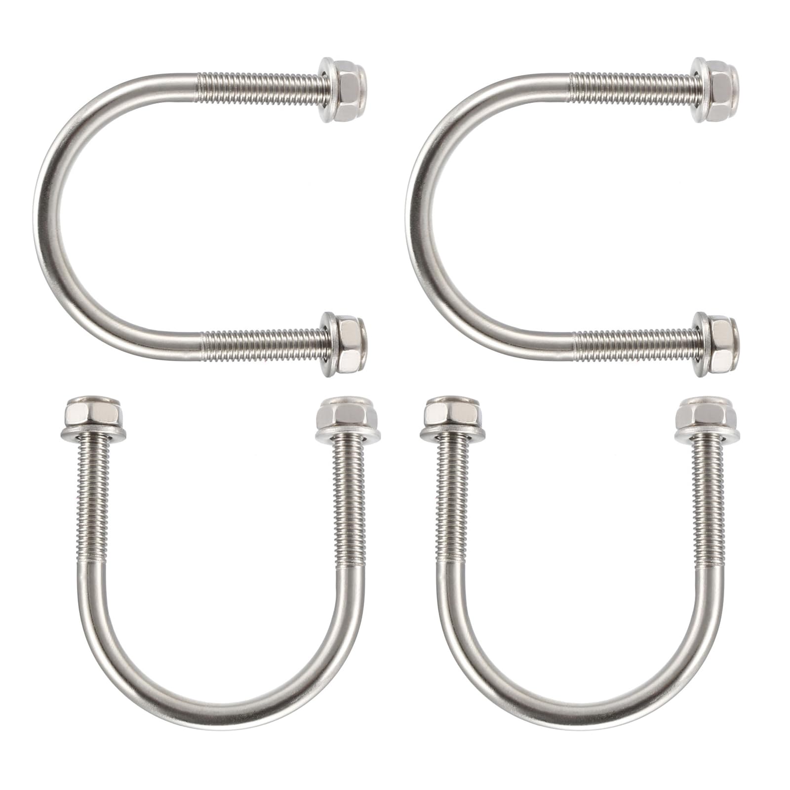 DTGN M6x38x58mm(ThreadxWxL) Round U Bolt - 4Pack - Good for Trailer Pipe Replacement Parts - 304 Stainless Steel U Shape Bolts