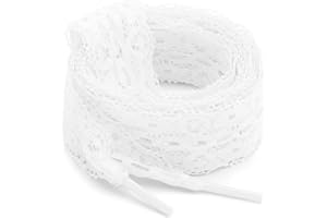 WEGOODZF Lace Shoelaces for Sneakers: 2 Pairs 3CM Wide Lacy Shoe Laces for Women