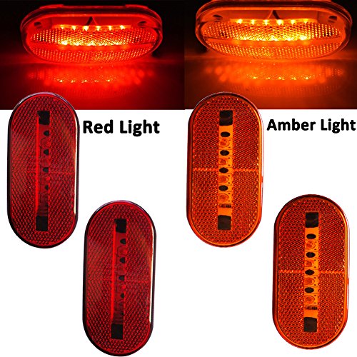 NEW SUN 4pc Trailer LED Clearance Lights 12V Side Marker Lights Indicator Identification lights w/Reflex for Truck Camper Red+Amber