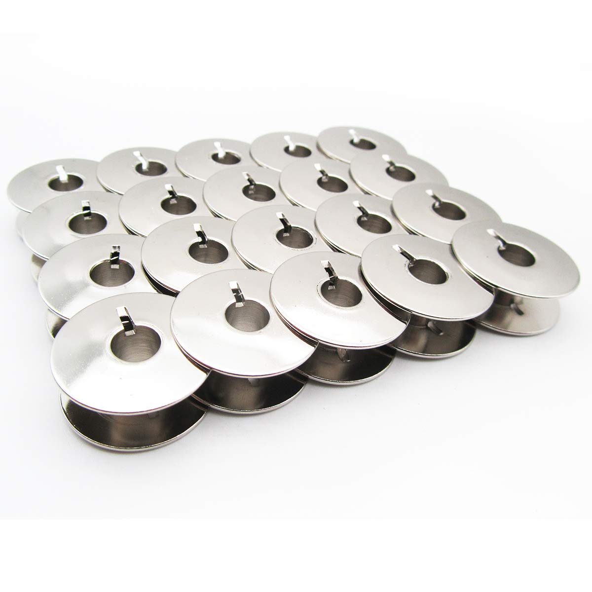 CKPSMS Brand - #55623S "L" Style Steel BOBBINS Compatible with JANOME Brother JUKI Singer PFAFF (20 PCS)