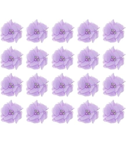 Heyiwell 10PC rosso grande tessuto chiffon fiore strass grappolo per fai da te fatto a mano decorativo clip per capelli scrapbooking e più decorazione 8 ,1 cm pollici