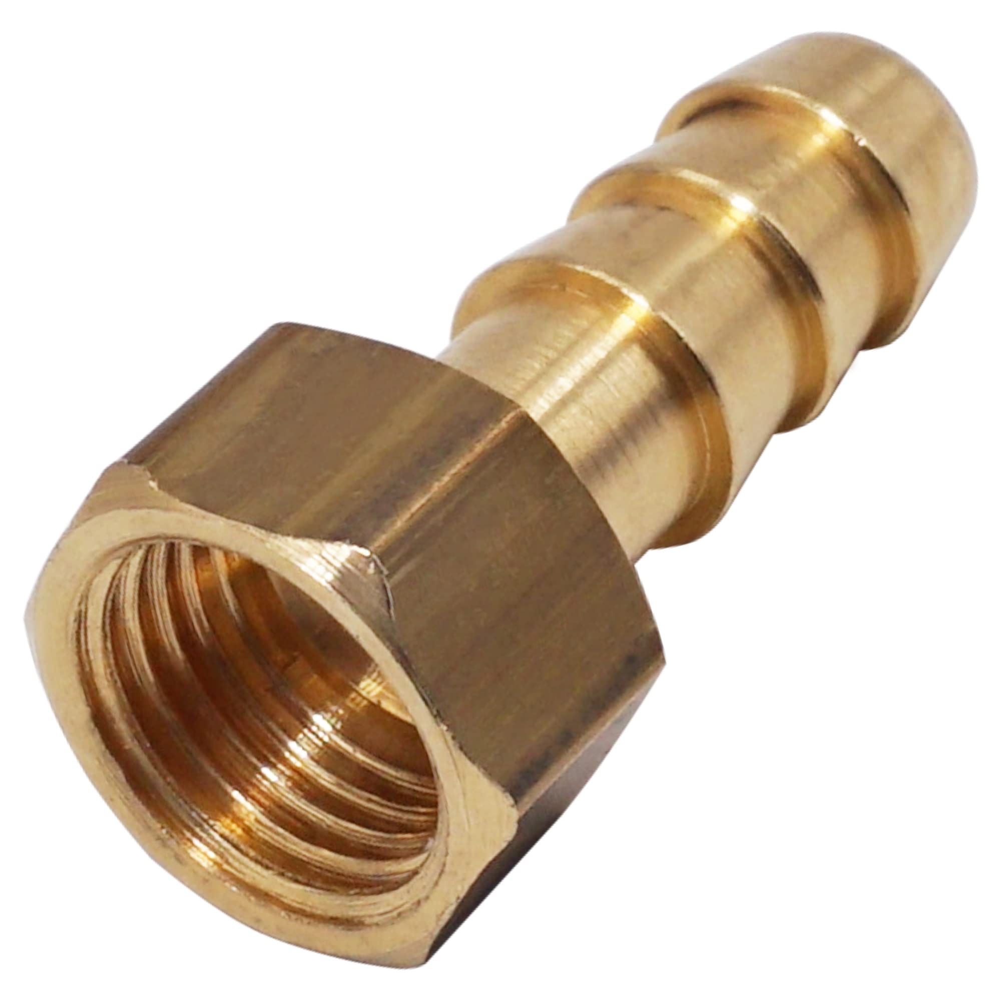 SKIR'CO 1 pc Female Thread Barb Brass Fitting 1/4" x 10 mm, Hose Barbed Adapter, Hose Tail Connector, BSP Thread