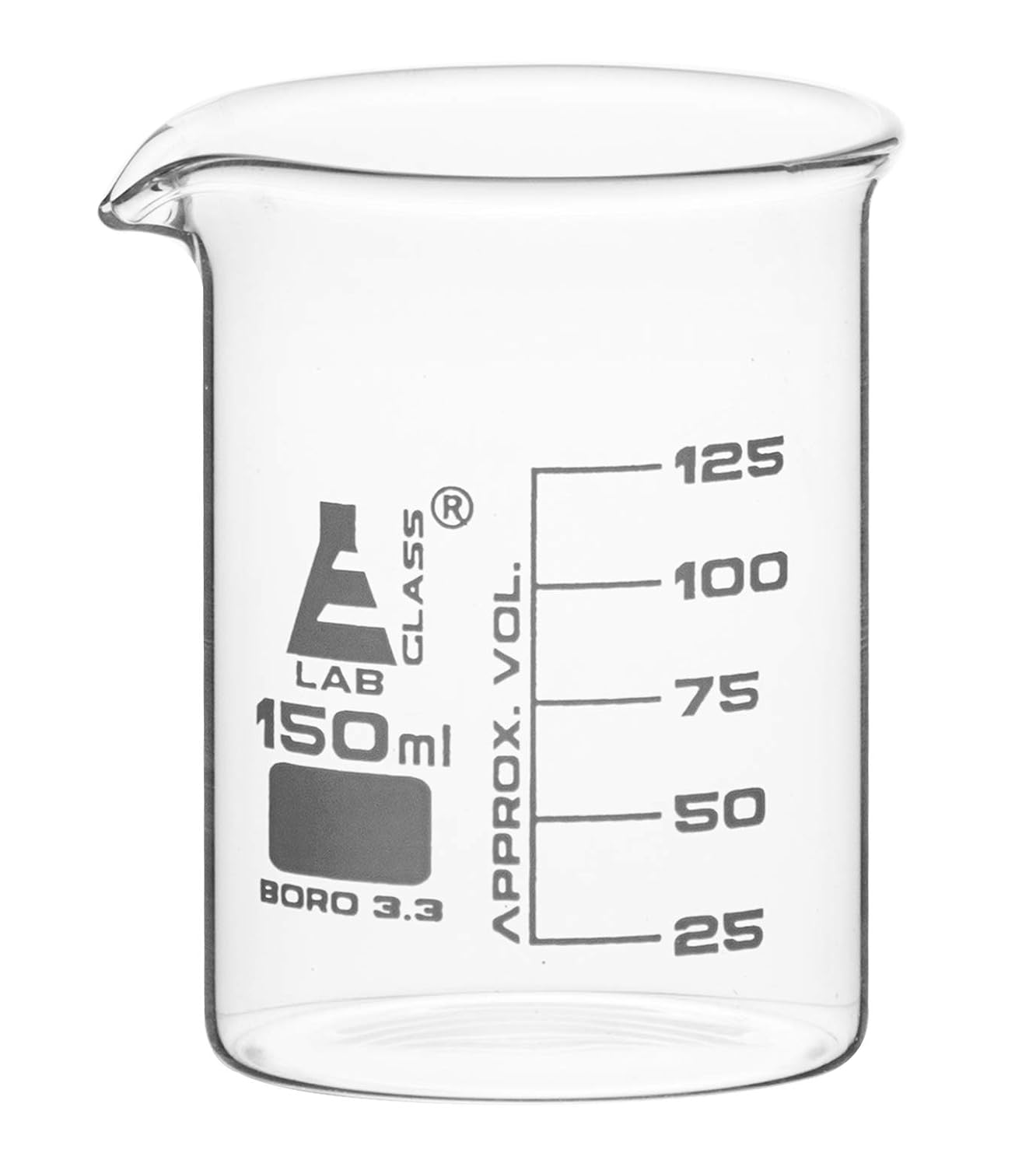 Beaker 150ml Low Form With Spout White 25ml Graduations Borosilicate 3 3 Glass Eisco Labs Amazon Com Industrial Scientific