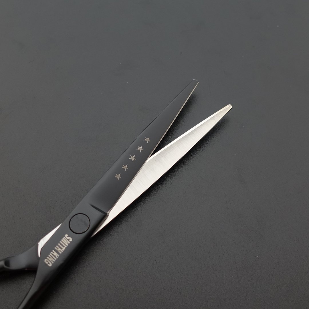 6.0 Inches Professional hair cutting thinning scissors set with razor (Black) : Beauty