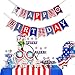 Moohome America Captain Theme Happy Birthday Party Banner, Hero Theme Bunting Banner for Boy's Birthday Party Decoration