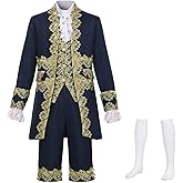 CAMDOM Mens Victorian Costume Suit Medieval Rococo Court Style Prince Cosplay Outfit Set Cosplay Fancy Dress