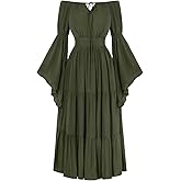 Scarlet Darkness Renaissance Dress Women Long Sleeve Off The Shoulder Dress Flowy Maxi Dresses
